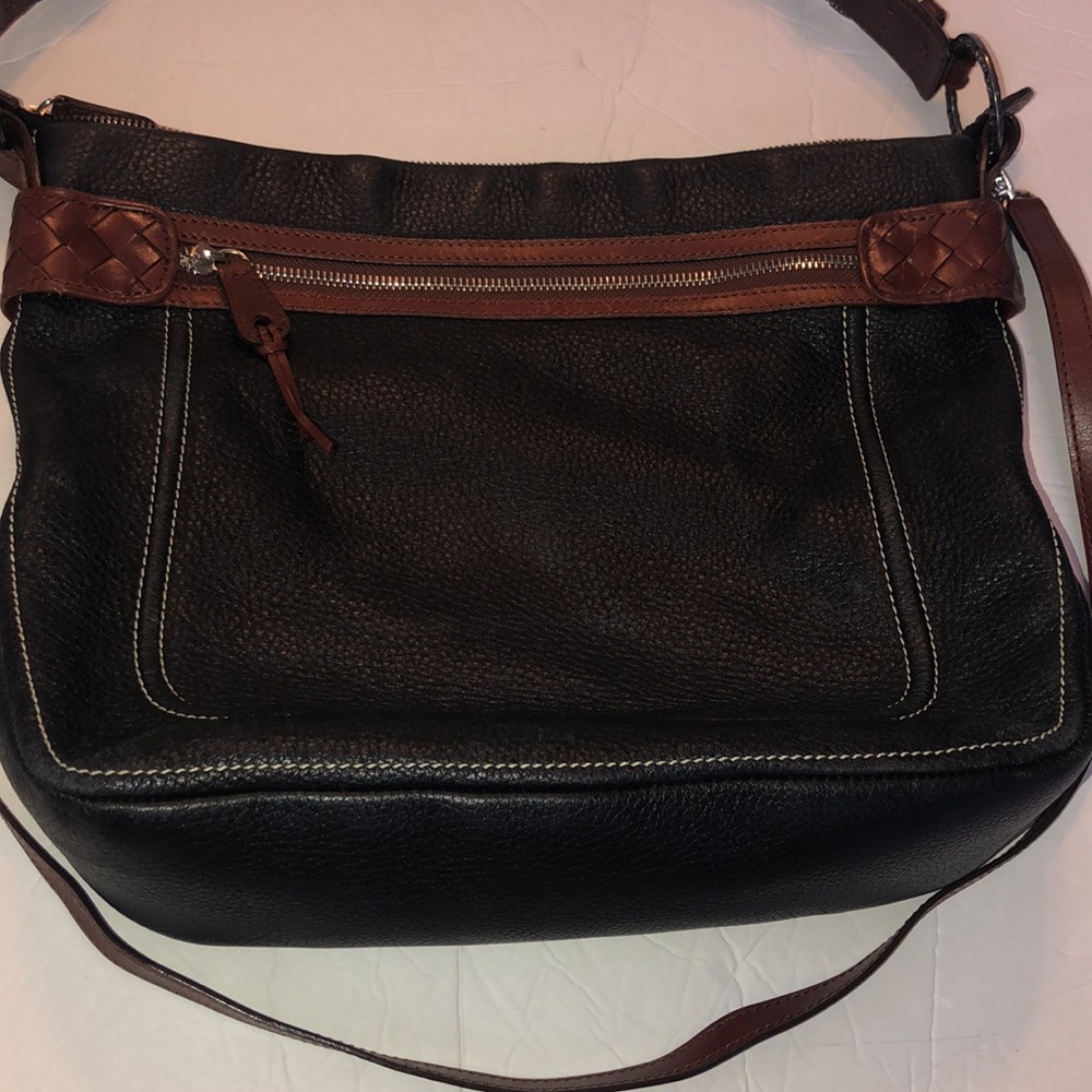 Brighton D549273 Black/Brown Genuine Leather Woven Strap Shoulder/Crossbody Bag - Picture 3 of 10